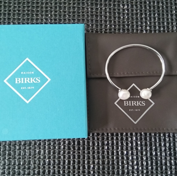 Birks Freshwater Barocque Pearl Silver Cuff Bracelet S/M - Picture 1 of 6